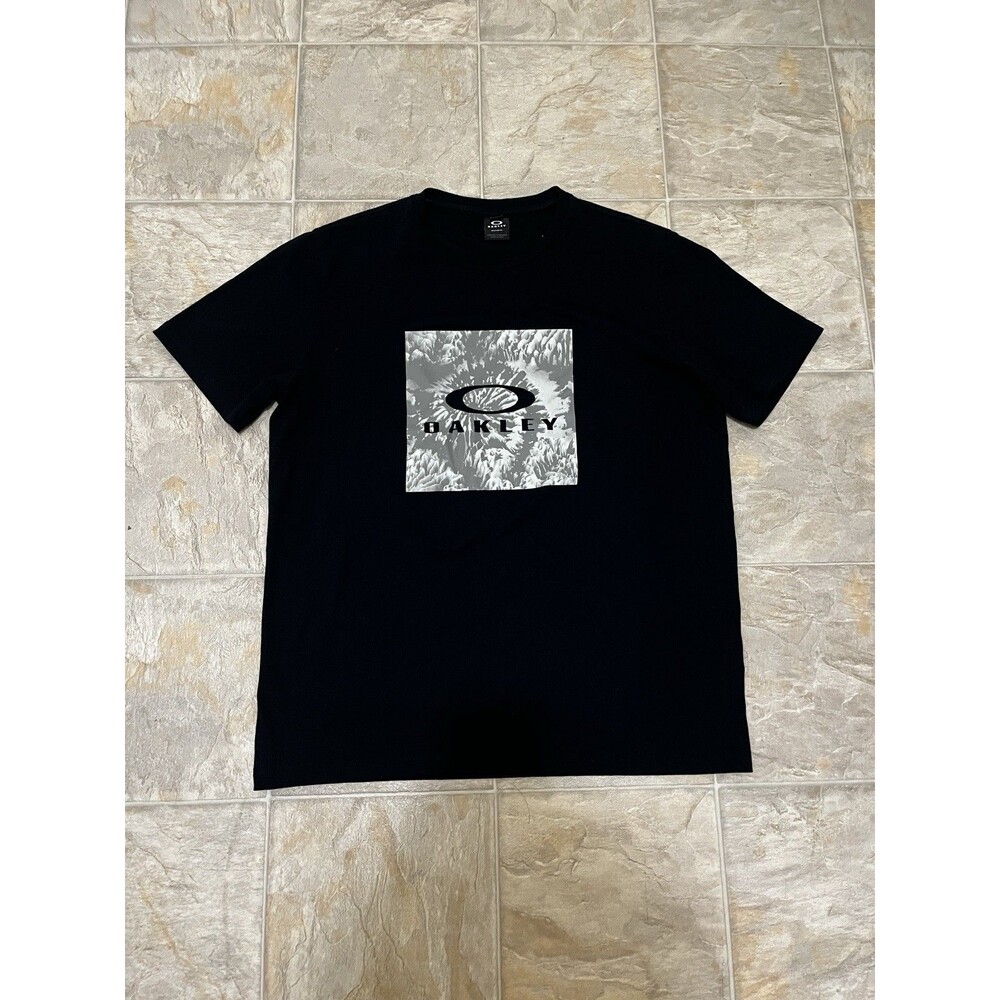 Oakley Regular Fit Box Tye Dye Logo Black Grey Tee T-Shirt Men's Size Small